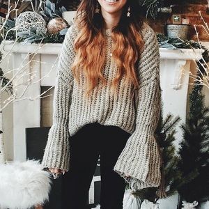 Super oversized bell sleeve sweater